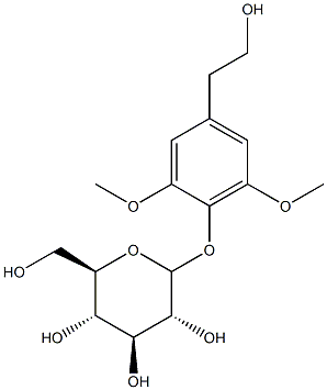 2,6-dimethoxy-4-(2-hydroxyethyl)phenol 1-O-glucopyranoside 化学構造式