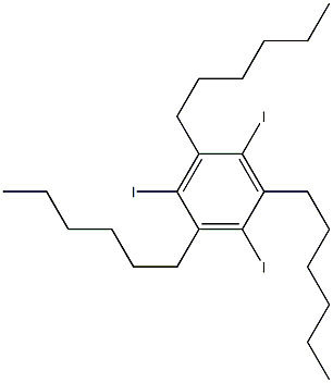 1,3,5-tri-n-hexyl-2,4,6-triiodobenzene 结构式