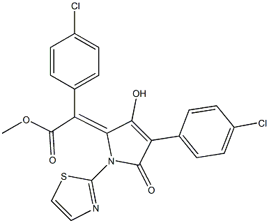 methyl-4-chloro-(4-(4-chlorophenyl)-1-5-dihydro-3-hydroxy-5-oxo-1-(2-thiazolyl)-2H-pyrrol-2-ylidene)benzeneacetate Struktur