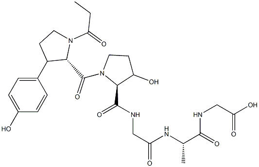 N-3-(4-hydroxyphenyl)propionyl-prolyl-hydroxyprolyl-glycyl-alanyl-glycine 结构式