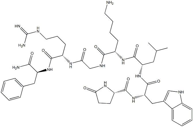 pyroglutamyl-tryptophyl-leucyl-lysyl-glycyl-arginyl-phenylalaninamide 结构式