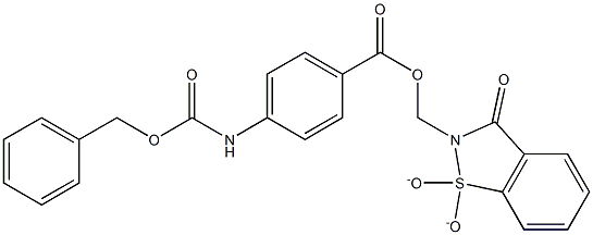 (1,1-dioxido--3-oxo-1,2-benzisothiazol-2(3H)-yl)methyl 4-(((phenylmethoxy)carbonyl)amino)benzoate 结构式