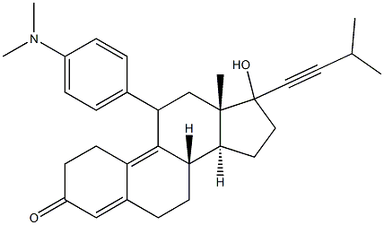 11-(4-dimethylaminophenyl)-17-hydroxy-17-(3-methyl-1-butynyl)-4,9-estradien-3-one,,结构式