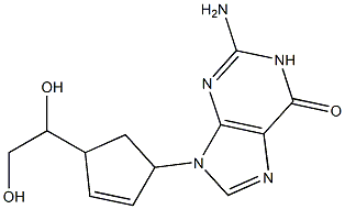 9-(4-(1,2-dihydroxyethyl)-cyclopent-2-enyl)guanine 结构式