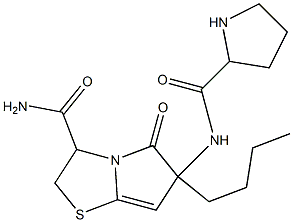 6-((2-pyrrolidinylcarbonyl)amino)-6-butyl-5-oxo-(5H)-pyrrolo(2,1-b)thiazolidine-3-carboxamide Structure