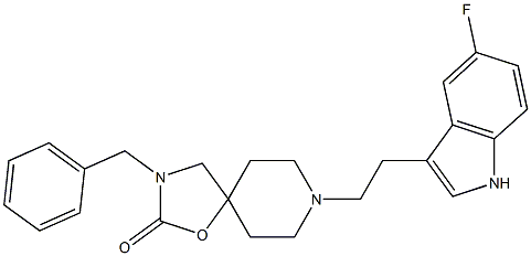 3-benzyl-8-(2-(5-fluoro-1H-indol-3-yl)ethyl)-1-oxa-3,8-diazaspiro(4.5)decan-2-one 结构式