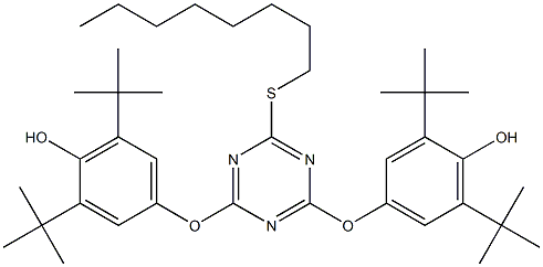 2,4-BIS(4-HYDROXY-3,5-DI-TERT-BUTYLPHENOXY)-6-(N-OCTYLTHIO)-1,3,5-TRIAZINE 化学構造式