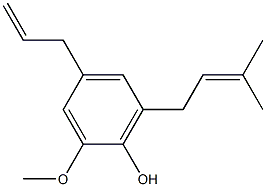 4-ALLYL-2-METHOXY-6-(3-METHYL-2-BUTENYL)PHENOL 化学構造式