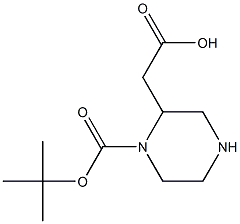 2-Carboxymethyl-piperazine-1-carboxylic acid tert-butyl ester Struktur