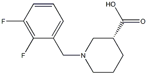 (3R)-1-(2,3-difluorobenzyl)piperidine-3-carboxylic acid 化学構造式