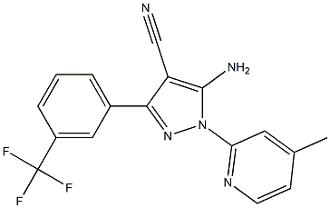 5-amino-3-[3-(trifluoromethyl)phenyl]-1-(4-methylpyridin-2-yl)-1H-pyrazole-4-carbonitrile 化学構造式