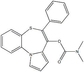 ジメチルカルバミド酸6-フェニルピロロ[2,1-d][1,5]ベンゾチアゼピン-7-イル 化学構造式