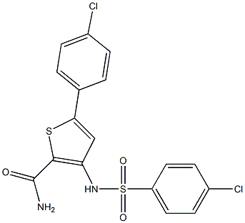 5-(4-chlorophenyl)-3-{[(4-chlorophenyl)sulfonyl]amino}thiophene-2-carboxamide,,结构式