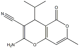 2-amino-4-isopropyl-7-methyl-5-oxo-4H,5H-pyrano[4,3-b]pyran-3-carbonitrile Struktur