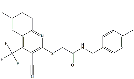 2-{[3-cyano-6-ethyl-4-(trifluoromethyl)-5,6,7,8-tetrahydro-2-quinolinyl]sulfanyl}-N-(4-methylbenzyl)acetamide