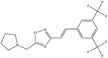 3-[3,5-di(trifluoromethyl)styryl]-5-(tetrahydro-1H-pyrrol-1-ylmethyl)-1,2,4-oxadiazole 结构式