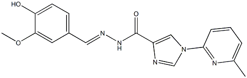 N'-[(E)-(4-hydroxy-3-methoxyphenyl)methylidene]-1-(6-methyl-2-pyridinyl)-1H-imidazole-4-carbohydrazide,,结构式