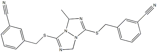 3-[({6-[(3-cyanobenzyl)thio]-4-methyl-1H,4H-2,3a,5,6a-tetraazapentalen-3-yl}thio)methyl]benzonitrile Struktur