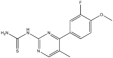 N-[4-(3-fluoro-4-methoxyphenyl)-5-methyl-2-pyrimidinyl]thiourea Structure