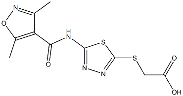 2-[(5-{[(3,5-dimethyl-4-isoxazolyl)carbonyl]amino}-1,3,4-thiadiazol-2-yl)sulfanyl]acetic acid 结构式