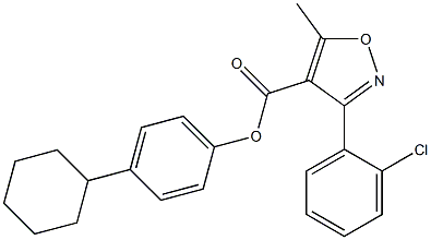 4-cyclohexylphenyl 3-(2-chlorophenyl)-5-methylisoxazole-4-carboxylate,,结构式