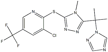 3-chloro-2-({4-methyl-5-[1-methyl-1-(1H-1,2,4-triazol-1-yl)ethyl]-4H-1,2,4-triazol-3-yl}sulfanyl)-5-(trifluoromethyl)pyridine Struktur