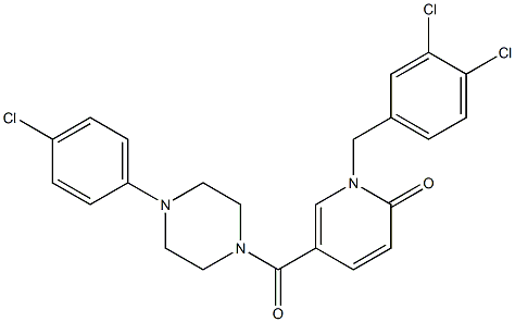 5-{[4-(4-chlorophenyl)piperazino]carbonyl}-1-(3,4-dichlorobenzyl)-2(1H)-pyridinone Structure