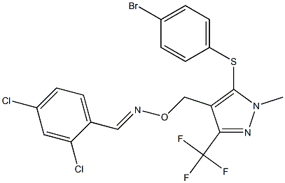 2,4-dichlorobenzenecarbaldehyde O-{[5-[(4-bromophenyl)sulfanyl]-1-methyl-3-(trifluoromethyl)-1H-pyrazol-4-yl]methyl}oxime,,结构式