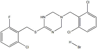 6-[(2-chloro-6-fluorobenzyl)thio]-3-(2,6-dichlorobenzyl)-1,2,3,4-tetrahydro-1,3,5-triazine hydrobromide,,结构式