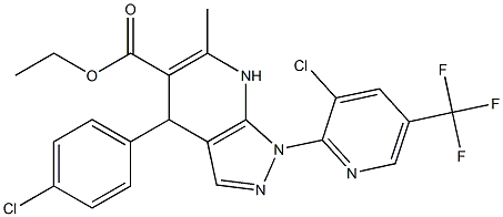 ethyl 4-(4-chlorophenyl)-1-[3-chloro-5-(trifluoromethyl)-2-pyridinyl]-6-methyl-4,7-dihydro-1H-pyrazolo[3,4-b]pyridine-5-carboxylate Struktur