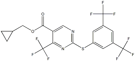 cyclopropylmethyl 2-{[3,5-di(trifluoromethyl)phenyl]thio}-4-(trifluoromethyl)pyrimidine-5-carboxylate Struktur