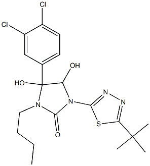 3-butyl-1-[5-(tert-butyl)-1,3,4-thiadiazol-2-yl]-4-(3,4-dichlorophenyl)-4,5-dihydroxyimidazolidin-2-one