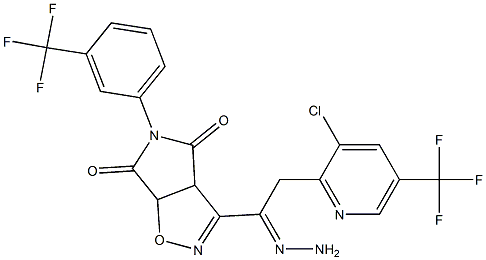 3-{2-[3-chloro-5-(trifluoromethyl)-2-pyridinyl]ethanehydrazonoyl}-5-[3-(trifluoromethyl)phenyl]-3aH-pyrrolo[3,4-d]isoxazole-4,6(5H,6aH)-dione Structure