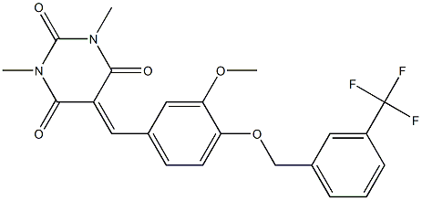 5-[(3-methoxy-4-{[3-(trifluoromethyl)benzyl]oxy}phenyl)methylene]-1,3-dimethyl-2,4,6(1H,3H,5H)-pyrimidinetrione Structure