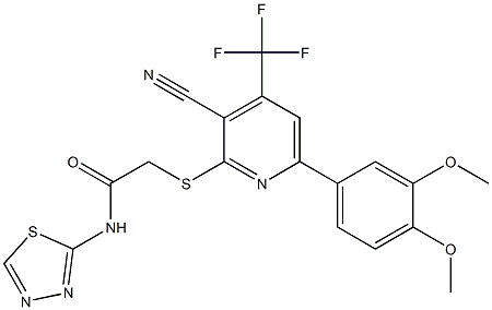 2-{[3-cyano-6-(3,4-dimethoxyphenyl)-4-(trifluoromethyl)-2-pyridinyl]sulfanyl}-N-(1,3,4-thiadiazol-2-yl)acetamide