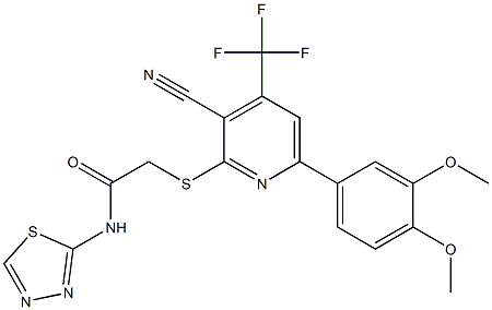  2-{[3-cyano-6-(3,4-dimethoxyphenyl)-4-(trifluoromethyl)-2-pyridinyl]sulfanyl}-N-(1,3,4-thiadiazol-2-yl)acetamide