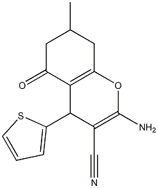 2-amino-7-methyl-5-oxo-4-(2-thienyl)-5,6,7,8-tetrahydro-4H-chromene-3-carbonitrile 结构式