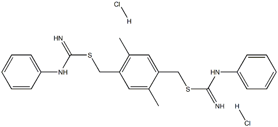 4-({[anilino(imino)methyl]thio}methyl)-2,5-dimethylbenzyl anilinomethanimidothioate dihydrochloride 化学構造式