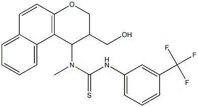 N-[2-(hydroxymethyl)-2,3-dihydro-1H-benzo[f]chromen-1-yl]-N-methyl-N'-[3-(trifluoromethyl)phenyl]thiourea Struktur