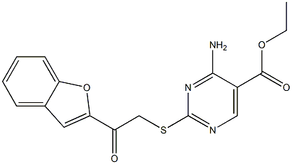 ethyl 4-amino-2-[(2-benzo[b]furan-2-yl-2-oxoethyl)thio]pyrimidine-5-carboxylate|