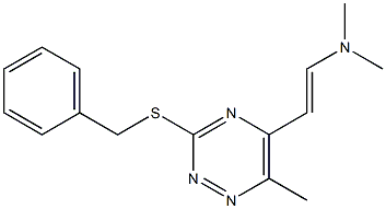(E)-2-[3-(benzylsulfanyl)-6-methyl-1,2,4-triazin-5-yl]-N,N-dimethyl-1-ethenamine,,结构式