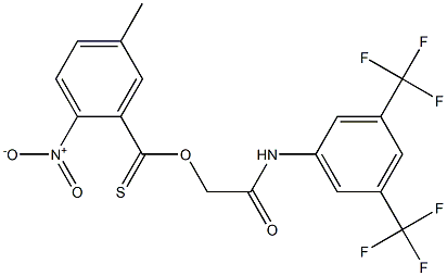 2-[3,5-di(trifluoromethyl)anilino]-2-oxoethyl 5-methyl-2-nitrobenzene-1-carbothioate 结构式