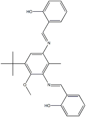 2-[({3-(tert-butyl)-5-[(2-hydroxybenzylidene)amino]-2-methoxy-6-methylphenyl}imino)methyl]phenol 结构式
