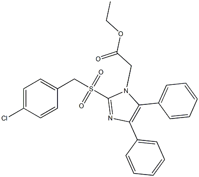 ethyl 2-{2-[(4-chlorobenzyl)sulfonyl]-4,5-diphenyl-1H-imidazol-1-yl}acetate 化学構造式