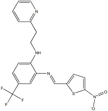 N2-[(5-nitro-2-thienyl)methylidene]-N1-[2-(2-pyridyl)ethyl]-4-(trifluoromethyl)benzene-1,2-diamine Structure