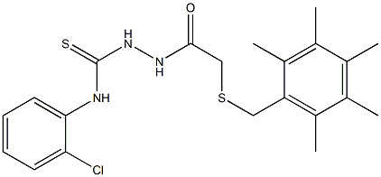 N1-(2-chlorophenyl)-2-{2-[(2,3,4,5,6-pentamethylbenzyl)thio]acetyl}hydrazine-1-carbothioamide Struktur