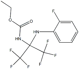 ethyl N-[2,2,2-trifluoro-1-(2-fluoroanilino)-1-(trifluoromethyl)ethyl]carbamate,,结构式