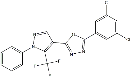 2-(3,5-dichlorophenyl)-5-[1-phenyl-5-(trifluoromethyl)-1H-pyrazol-4-yl]-1,3,4-oxadiazole 化学構造式