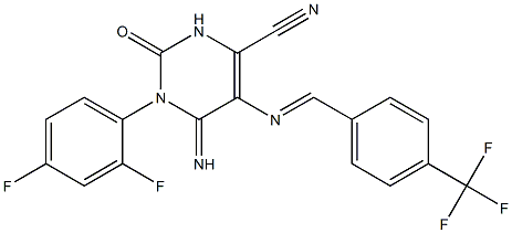 1-(2,4-difluorophenyl)-6-imino-2-oxo-5-{[4-(trifluoromethyl)benzylidene]amino}-1,2,3,6-tetrahydropyrimidine-4-carbonitrile