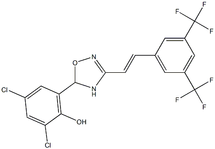 2,4-dichloro-6-{3-[3,5-di(trifluoromethyl)styryl]-4,5-dihydro-1,2,4-oxadiazol-5-yl}phenol Structure